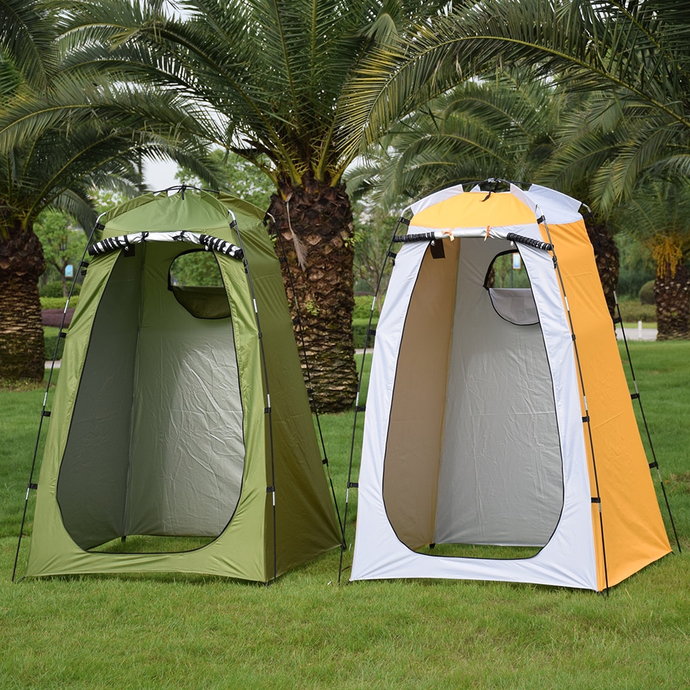 Cheap Goat Tents Dual Layer Waterproof Anti UV Tourist Tents Beach Changing Fitting Room Windbreak Outdoor Camping Shower Bathing Tent Tents 